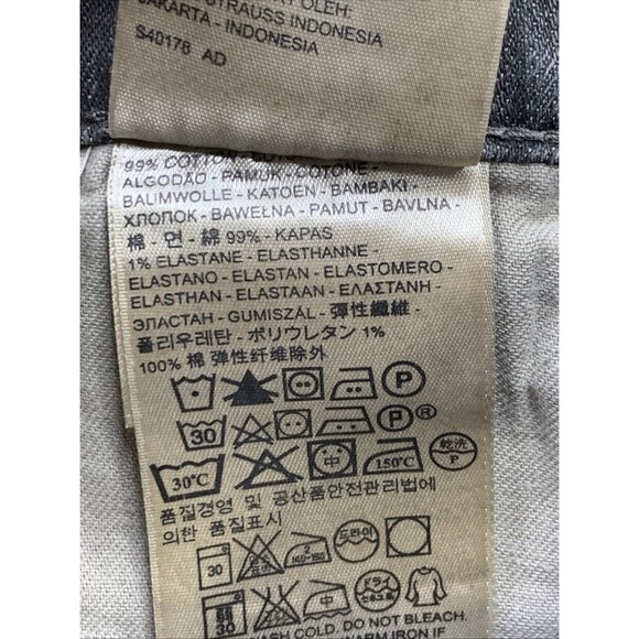 Levi's 513 Denim Jeans Men's Slim Straight Distressed Zip Black Size 36X30 - Picture 15 of 16